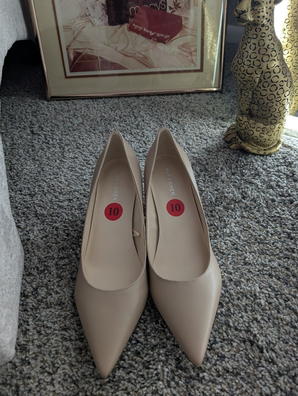 Pointed Toe Nude Pumps - Size 10